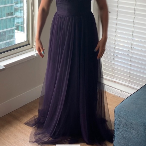 Long One-Shoulder Crinkle Chiffon Dress Bridesmaid - Picture 3 of 5